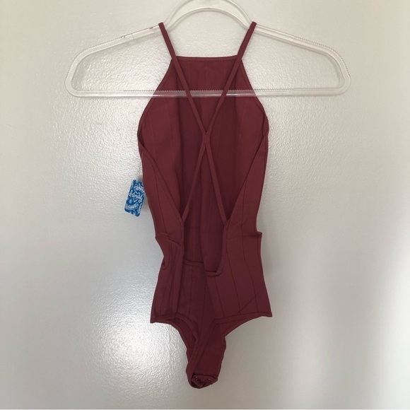Free People Bridget Bodysuit in Wine New Medium/Large - Picture 5 of 6